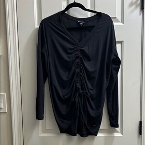Athleta Black Ruched Long Sleeve Top